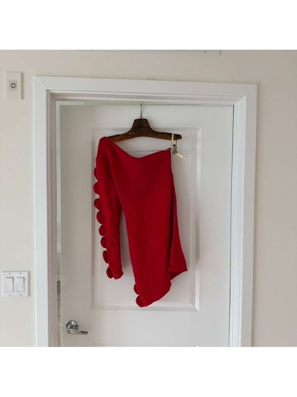 Farm Rio Red Roses One-Shoulder Slim Mini Dress - Picture 7 of 10